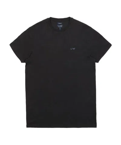 Armani Jeans Round Collar Logo T-shirt In Black