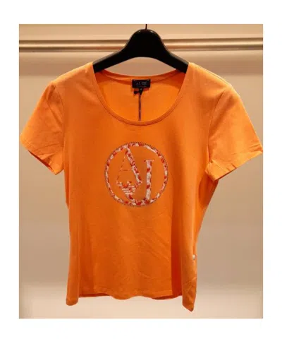 Armani Jeans Round Collar Logo T-shirt In Orange