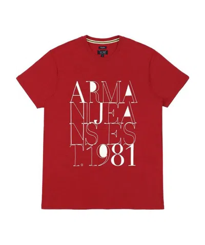 Armani Jeans Round Collar Logo T-shirt In Red