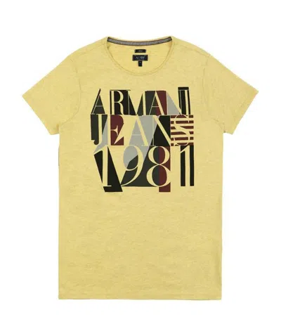 Armani Jeans Round Collar Printed T-shirt In Yellow