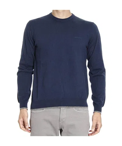 Armani Jeans Round-necked Logo Pullover In Blue