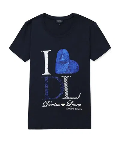 Armani Jeans Round-necked Logo T-shirt In Black