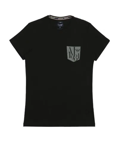 Armani Jeans Round-necked Logo T-shirt In Black
