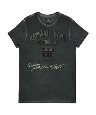 Armani Jeans Round-necked Logo T-shirt In Black
