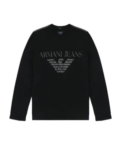 Armani Jeans Round-necked Logo T-shirt In Black