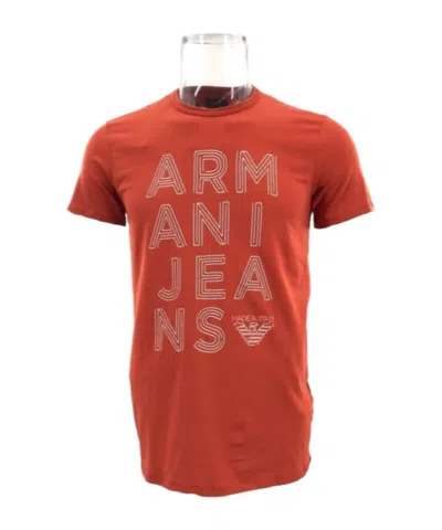 Armani Jeans Round-necked Logo T-shirt In Brown