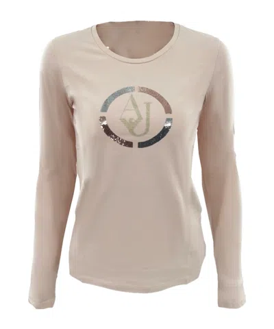 Armani Jeans Round-necked Logo T-shirt In Nude