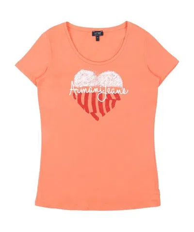Armani Jeans Round-necked Logo T-shirt In Pink