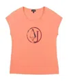 Armani Jeans Round-necked Logo T-shirt In Pink
