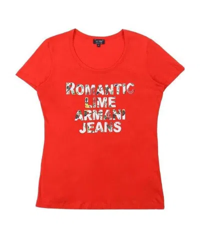 Armani Jeans Round-necked Logo T-shirt In Red