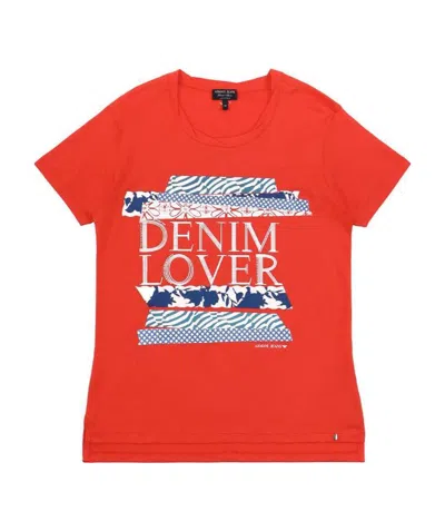 Armani Jeans Round-necked Logo T-shirt In Red