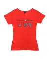 Armani Jeans Round-necked Logo T-shirt In Red
