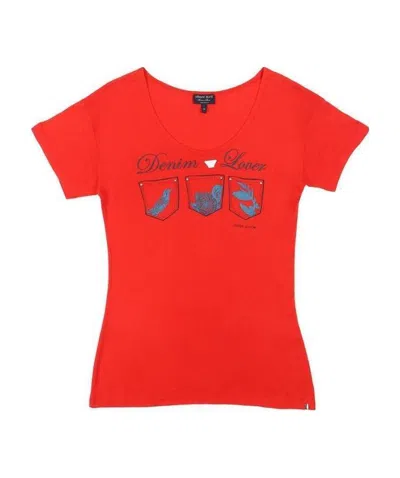 Armani Jeans Round-necked Logo T-shirt In Red