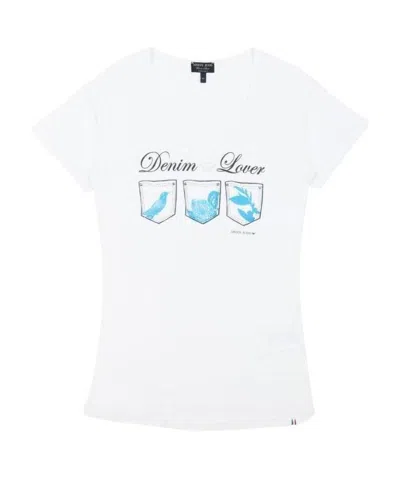 Armani Jeans Round-necked Logo T-shirt In White