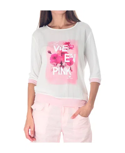 Armani Jeans Seven-cent Sleeve Printed Pattern T-shirt In Pink