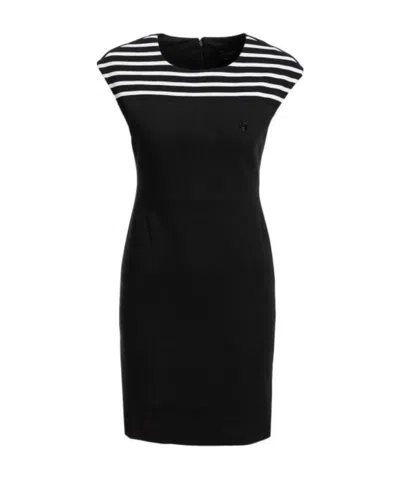 Armani Jeans Sleeveless Striped Dress In Black