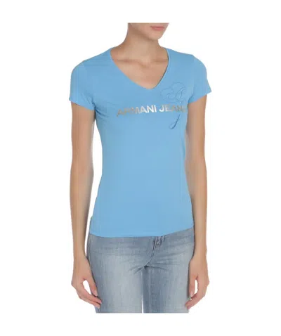 Armani Jeans Small V-collar T-shirt In Blue
