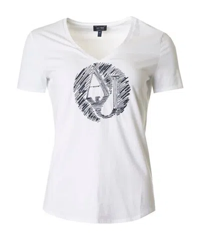 Armani Jeans Small V-collar T-shirt In White