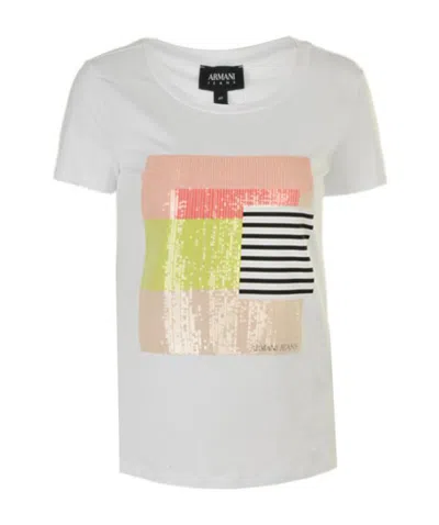 Armani Jeans Spliced Pattern T-shirt In White