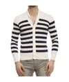 Armani Jeans Striped Cardigan In White