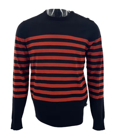 Armani Jeans Striped Long-sleeved Sweater In Black