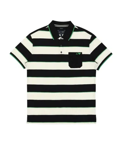 Armani Jeans Striped Polo Shirt In Black