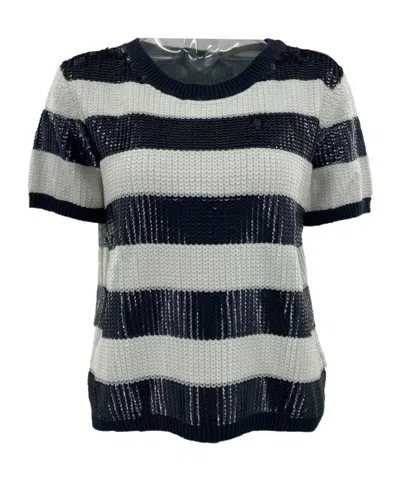 Armani Jeans Striped Short-sleeved Sweater In Black