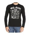Armani Jeans T-shirt With Round Neck And Long Sleeves In Black