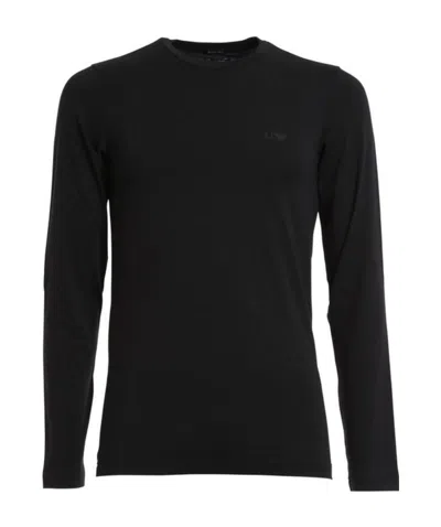Armani Jeans T-shirt With Round Neck And Long Sleeves In Black