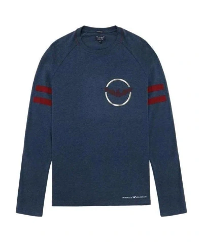 Armani Jeans T-shirt With Round Neck And Long Sleeves In Blue