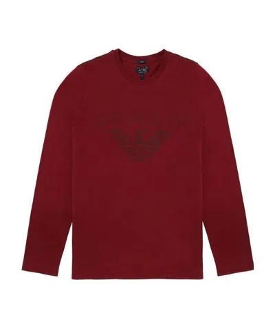 Armani Jeans T-shirt With Round Neck And Long Sleeves In Red
