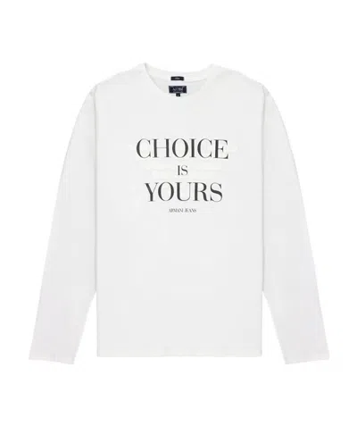 Armani Jeans T-shirt With Round Neck And Long Sleeves In White