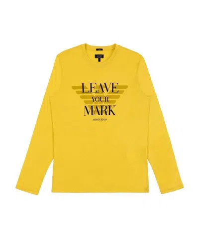 Armani Jeans T-shirt With Round Neck And Long Sleeves In Yellow