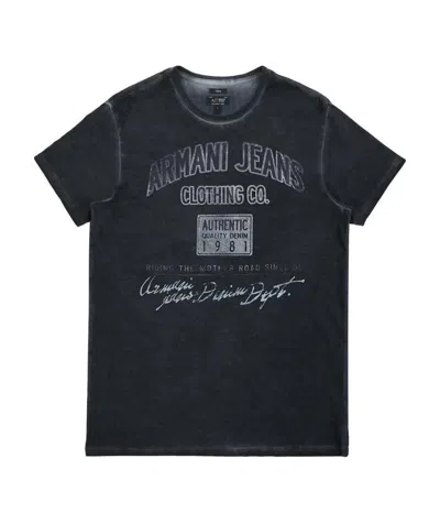 Armani Jeans T-shirt With Round Neck And Short Sleeves In Black