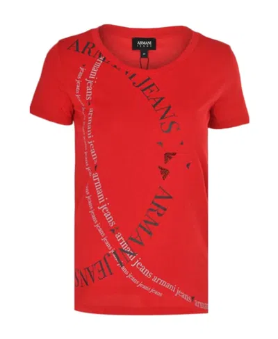 Armani Jeans T-shirt With Round Neck And Short Sleeves In Red