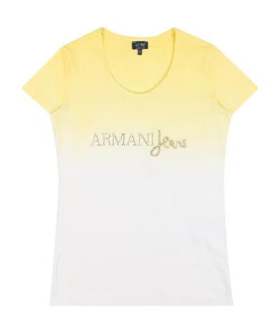 Armani Jeans T-shirt With Round Neck And Short Sleeves In White