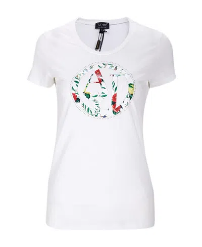 Armani Jeans T-shirt With Round Neck And Short Sleeves In White