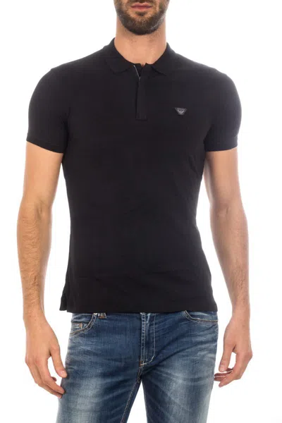 Armani Jeans Logo Slim Polo Shirt In Black