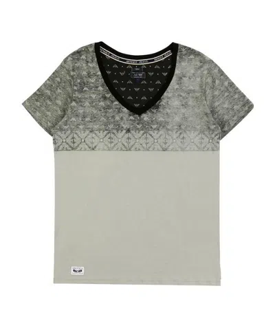 Armani Jeans V-collar Short-sleeved T-shirt In Gray