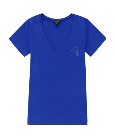 Armani Jeans V-collar T-shirt In Blue