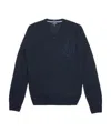 Armani Jeans V-neck Emblem Pullover In Black