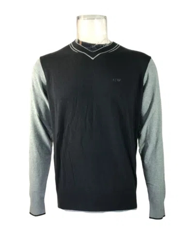 Armani Jeans V-neck Long-sleeved Sweater In Black