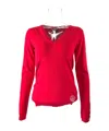 Armani Jeans V-neck Long-sleeved Sweater In Red