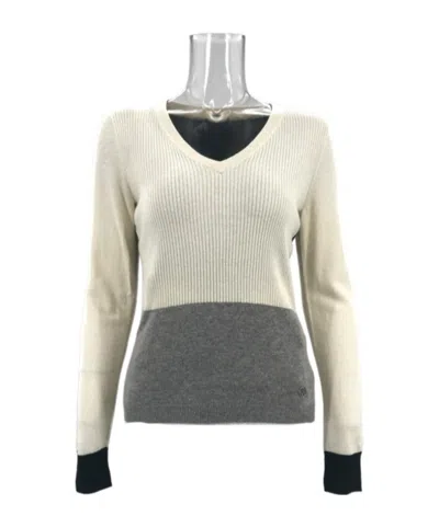 Armani Jeans V-neck Long-sleeved Sweater In White