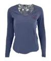 Armani Jeans V-neck Long-sleeved T-shirt In Blue