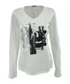 Armani Jeans V-neck Long-sleeved T-shirt In Gray