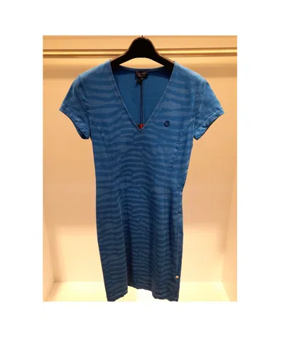 Armani Jeans V-neck Short-sleeved Dress In Blue