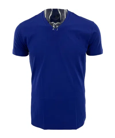 Armani Jeans V-neck Short-sleeved T-shirt In Blue