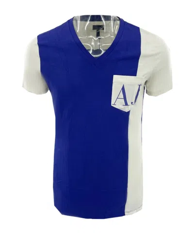 Armani Jeans V-neck Short-sleeved T-shirt In Blue