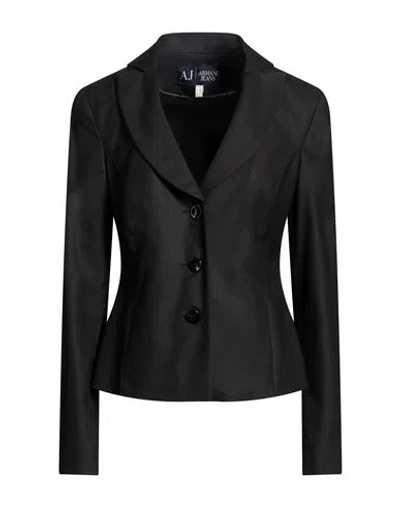 Armani Jeans Woman Blazer Black Size 6 Polyester, Viscose, Elastane